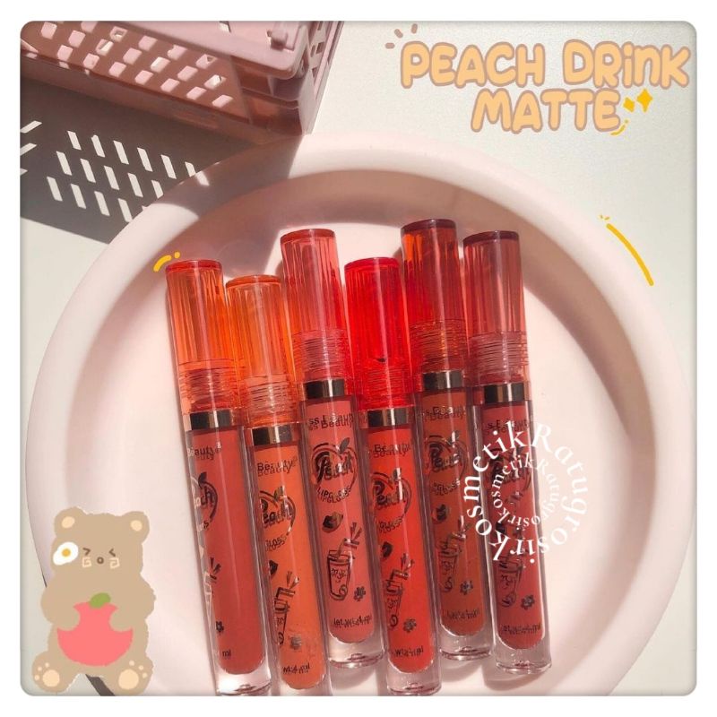 PROMO ECER!!!LIP GLOSS MATTE PEACH DRINK KISS BEAUTY NO.70082