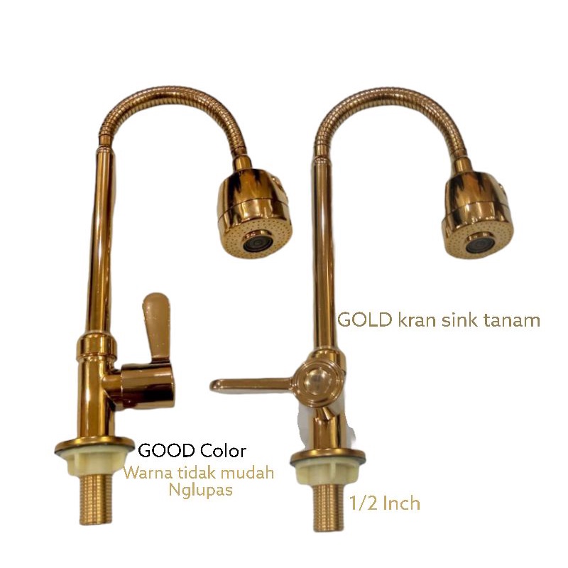 Kran sink flexible gold meja / Kran flexible gold Air Kran Kran Wastafel Cuci Piring Gravino Tanam