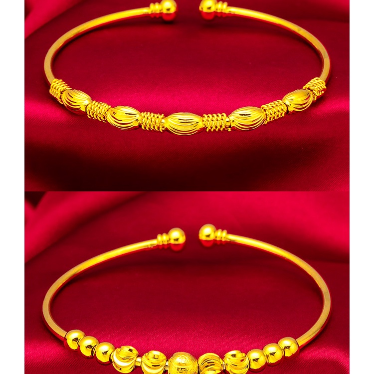 Goldkingdom Perhiasan Fashion Emas Asli Kadar 375 Bangkok Aksesoris Ready Stock Semangka Manik Benang Manik Wanita Adjustable Gelang Gaya Sederhana