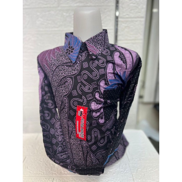 Grosir Batik Jakarta,Baju Batik Anak Laki Laki Pria Lengan Panjang Warna Ungu Lilac Katun Premium Mo