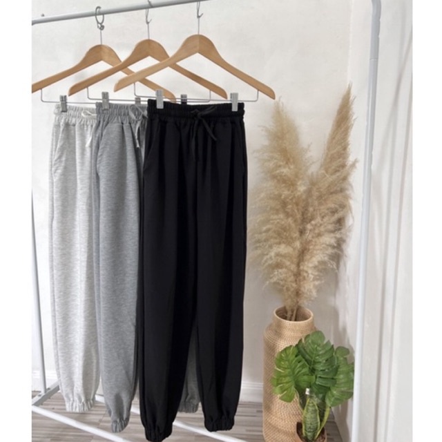 Celana Legging Jogger Polos Wanita Bahan Baby Terry