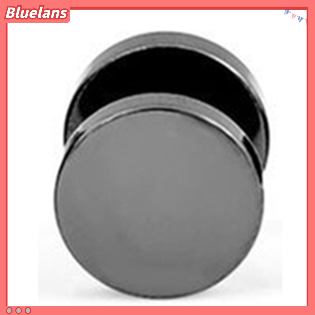 Bluelans Anting Stud Piercing Bentuk Bulat Bahan Stainless Steel Warna Hitam Ukuran 3mm - 14mm Gaya Punk Untuk Pria