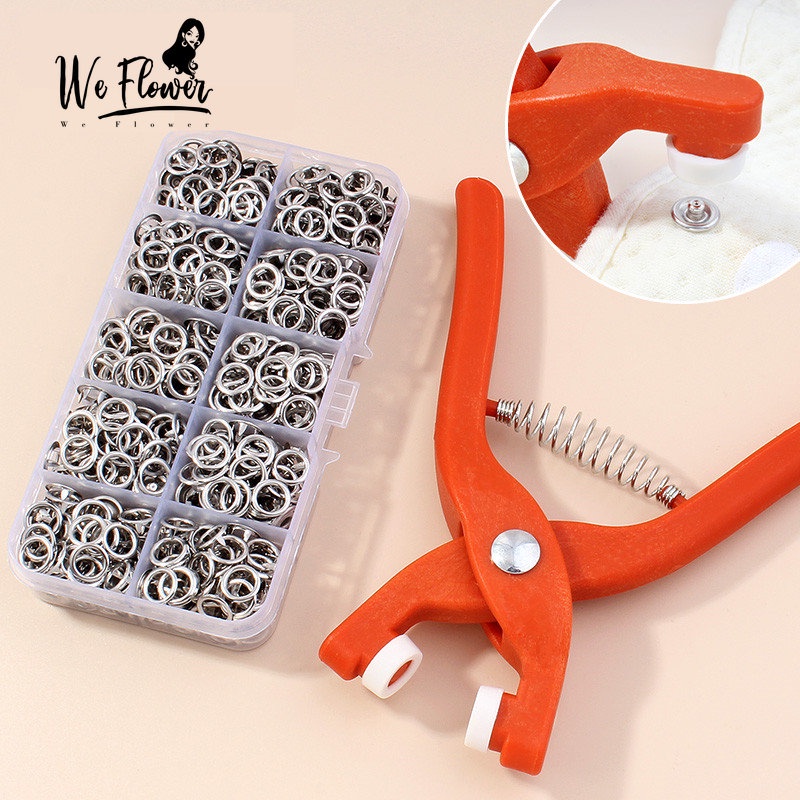 We Flower 50 / 100 Set Kancing Snap Bahan Metal Untuk Pakaian / Tas / Sepatu