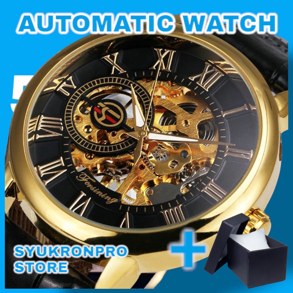 Jam Tangan Forsining GMT838 Automatic Skeleton Watch Mekanik Kulit