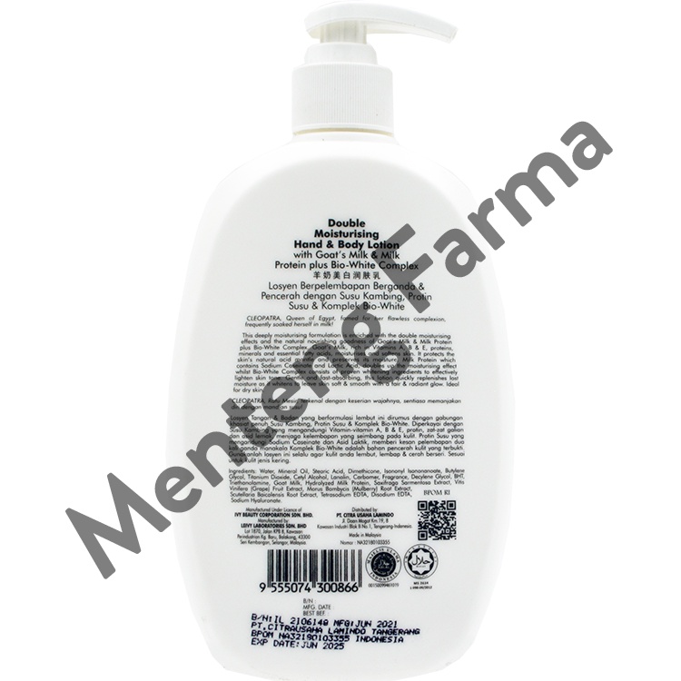 Leivy Hand and Body Lotion Goats Milk 500 mL - Melembapkan dan Mencerahkan Kulit