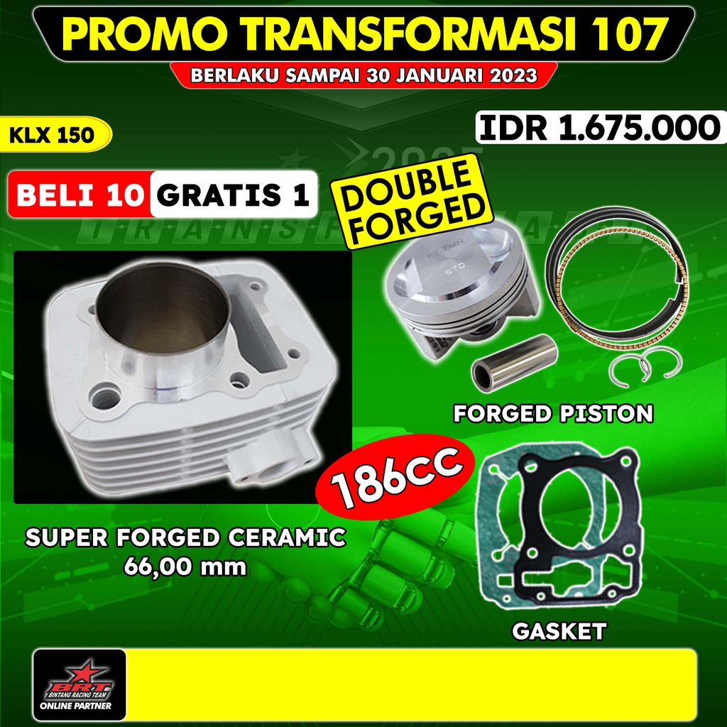 Promo Paket 107 BRT Bore Up Trabas KLX 140 150 BF D-Tracker Blok Ceramic piston 66 mm 66mm