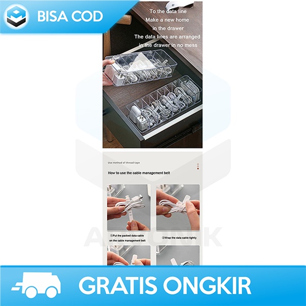 CABLE STORAGE BOX KOTAK ORGANIZER TEMPAT PENYIMPANAN KABEL 8 SLOT