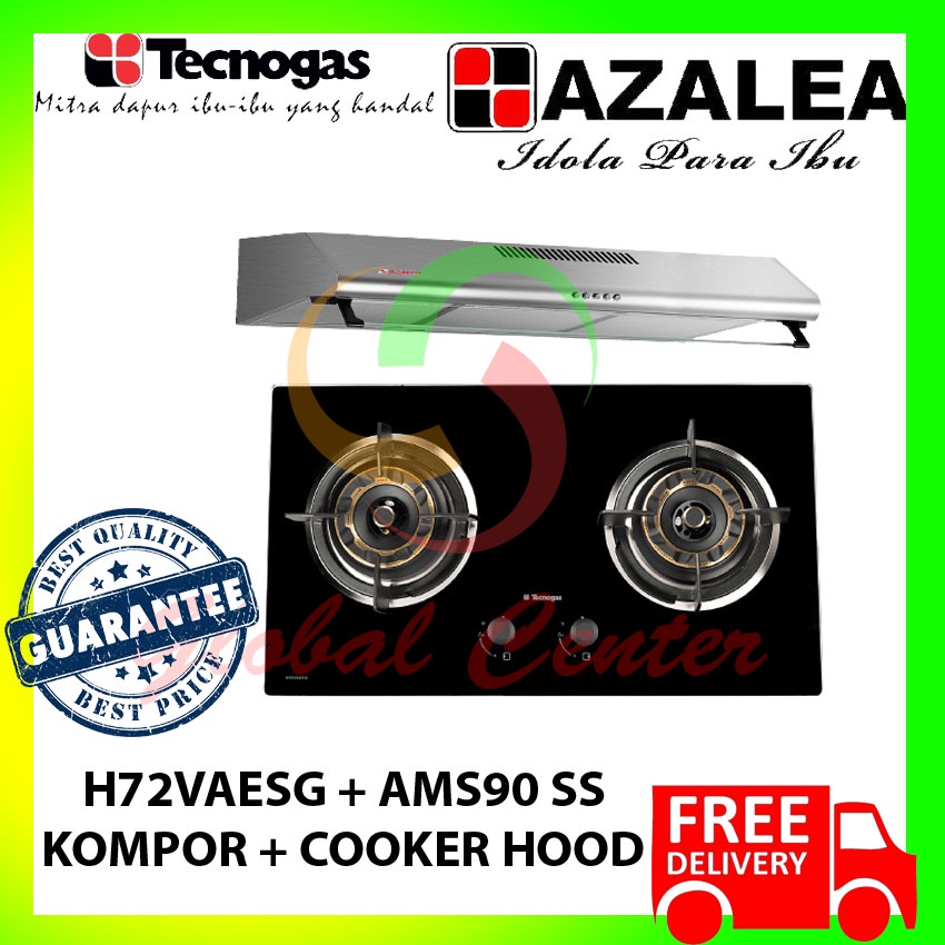 PAKET KOMPOR TANAM DAN COOKER HOOD AZALEA H72VAESG & AMS90 SS