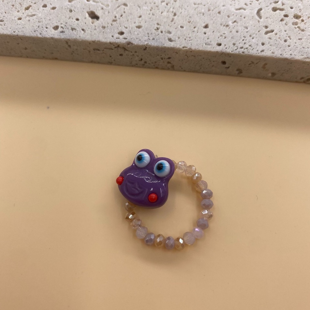 Cincin Elastis Handmade Desain Kartun Kodok Kecil Untuk Wanita