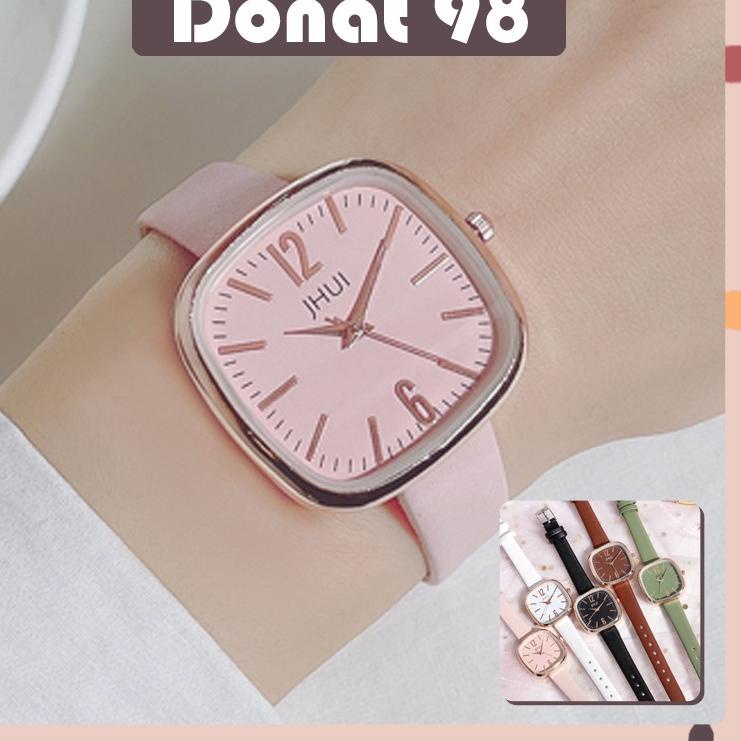Special Price.. Jam Tangan Wanita Analog Quartz Jhui Casual Fashion Tali Pu Leather Dial Kotak Besar
