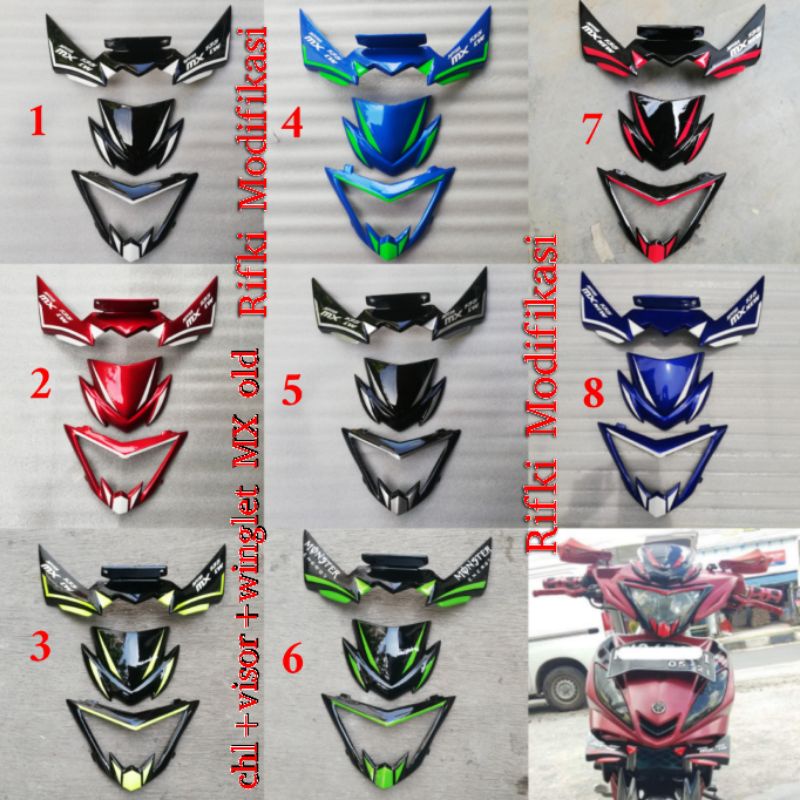 Cover lampu +visor +Winglet mx old /lama