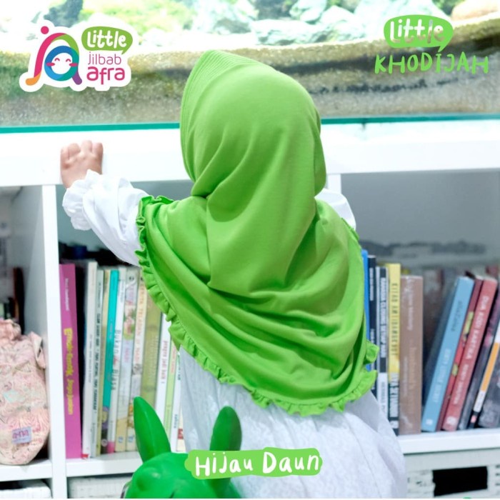 Segera Miliki Jilbab Anak Little Khodijah Hijau Daun - Jilbab Arfa - Bergo Renda Promo