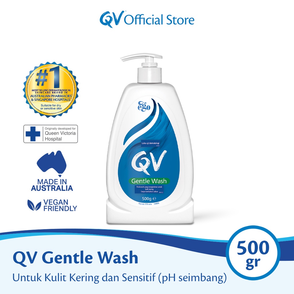 QV Gentle Wash Untuk Kulit Kering dan Sensitif (pH seimbang)- 250ml / 500ml