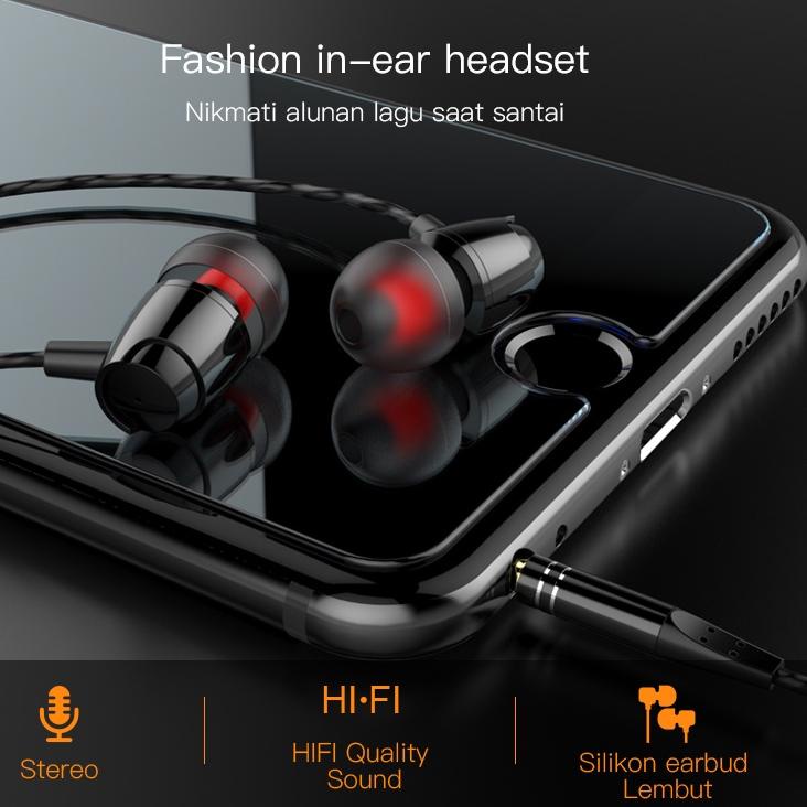 Paling Dicari Tacoo Wired Headset Bass Earphone TEH0434 In-Ear Handsfree Superbass Bass Stereo + Mic