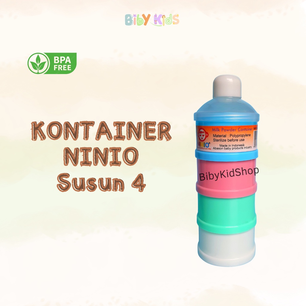 NINIO Kontainer Susu Bubuk Bayi Susun 4 Plastik Sekat Wadah Susu Bubuk bayi Travelling Perlengkapan Baby Newborn