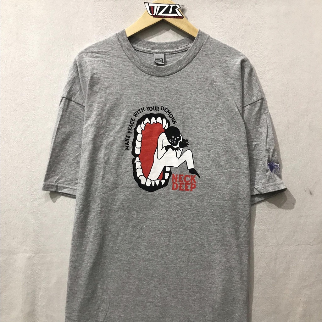 T Shirt Band Official NECK DEEP - PEACE DEMONS HEATHER GREY  Original