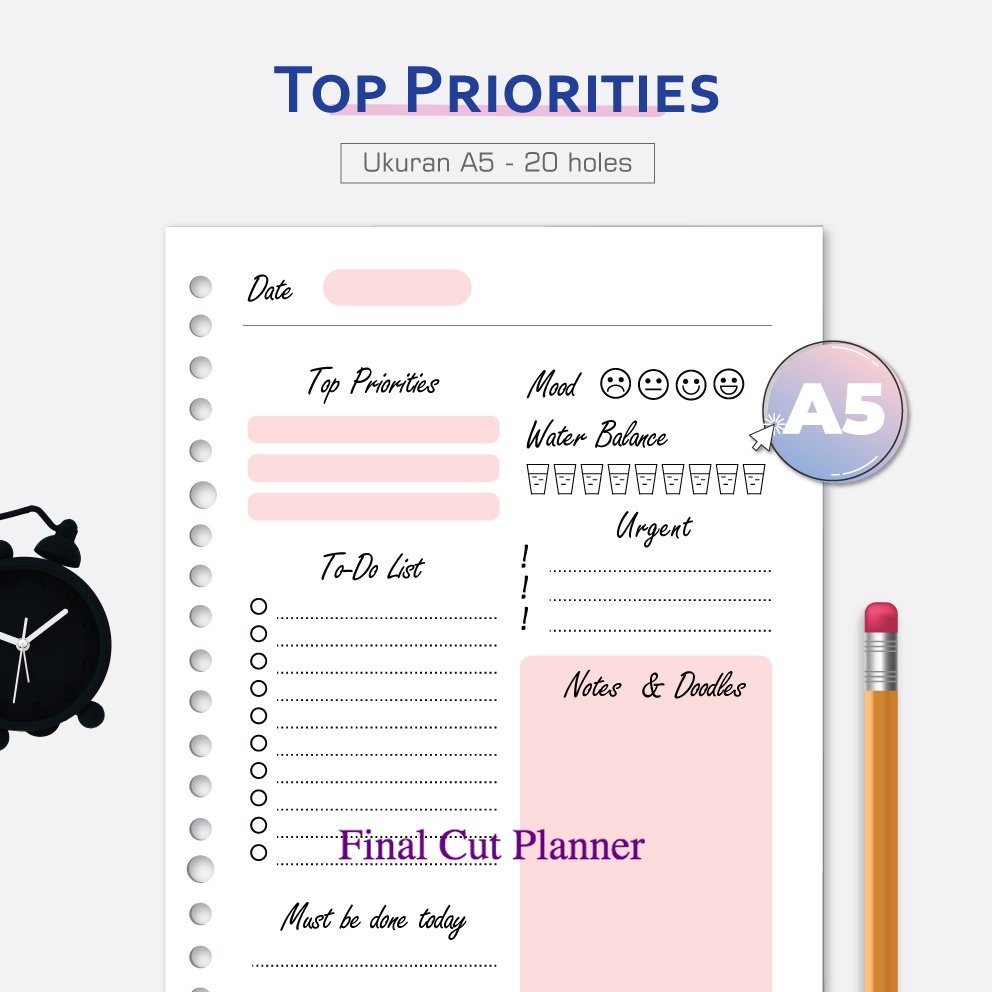 

Bukuqu Loose leaf A5 - L226 Top Priorities Kertas Binder .