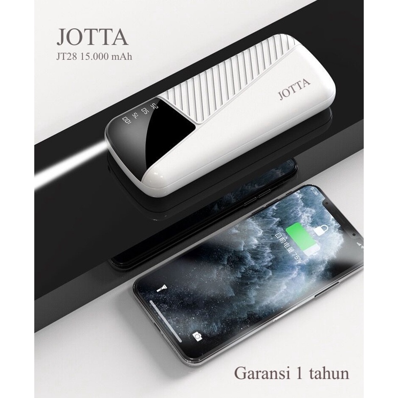 Powerbank JOTTA JT 28 kapasitas 15.000 mah cocok buat hp merek apapun.