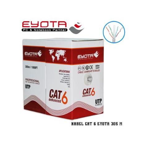 Cable lan Eyota 305 meter cat 6 6e utp 23awg gigabit 1Gbps ethernet network - kabel internet rj45 roll cat6 305m 1000Mbps