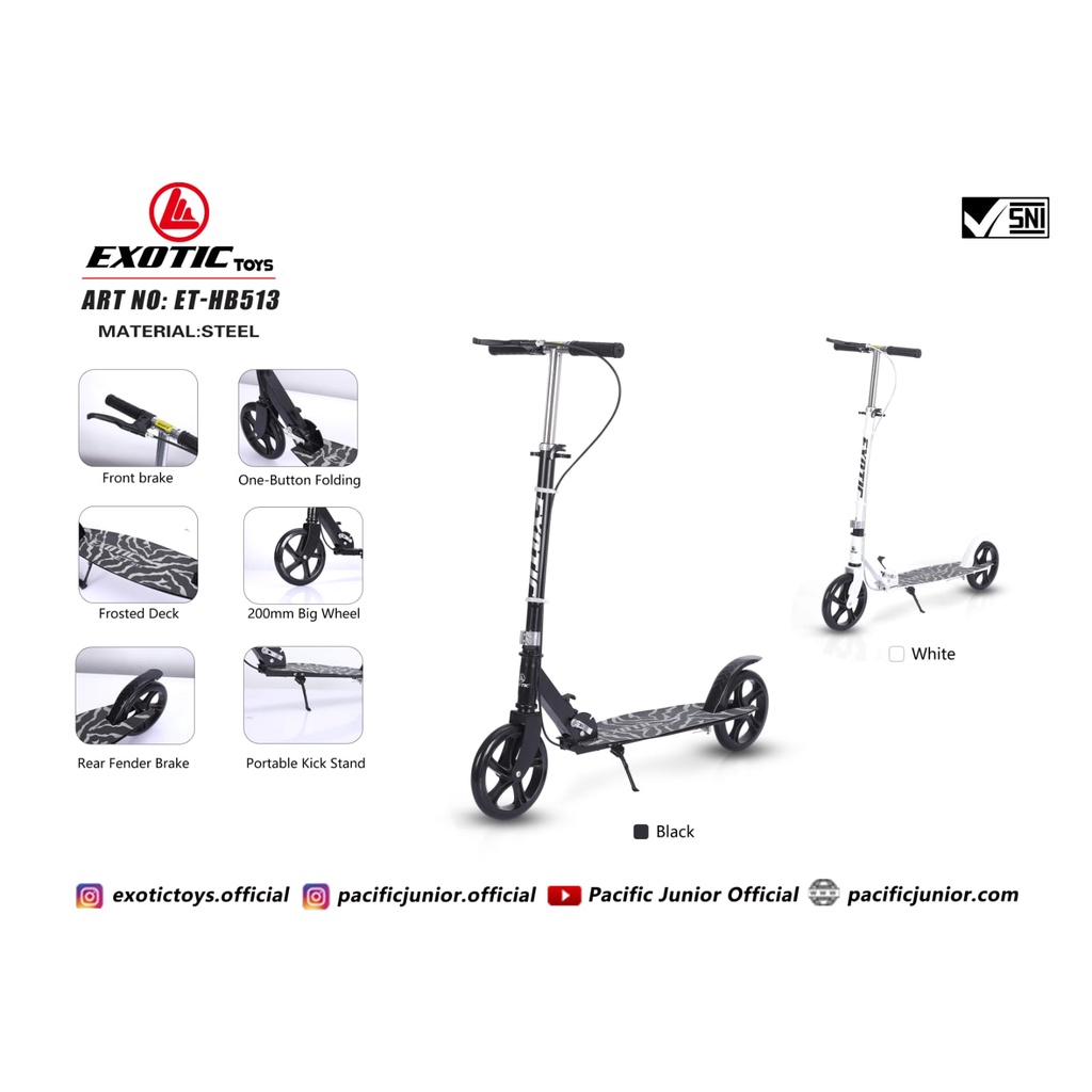 SCOOTER BESI ET-HB513 (REM TANGAN) EXOTIC TERMURAH,  skuter anak dan dewasa murah , skuter anak , scooter