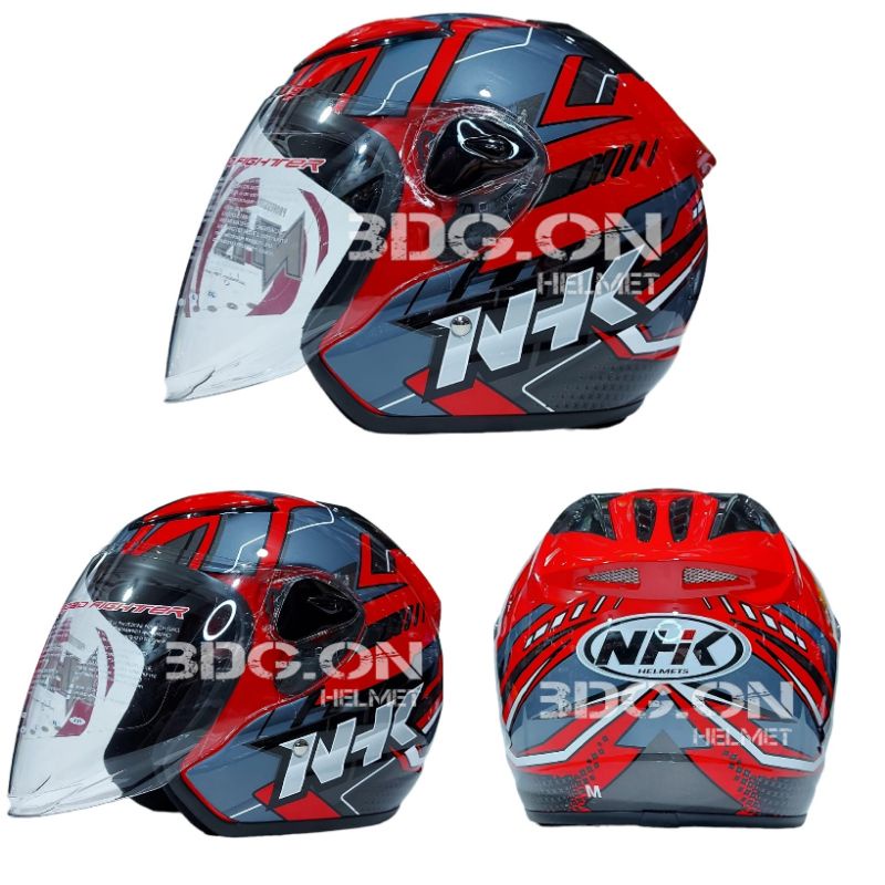 Helm NHK R6 Motif PATROL RED SILVER GLOSS Original Half Face