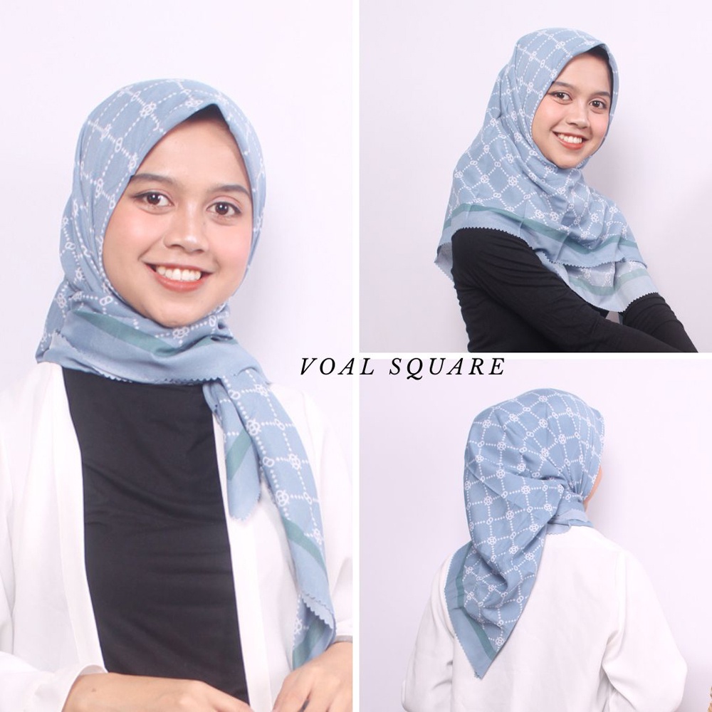 Jilbab Segiempat - Kerudung Segi Empat - Hijab Segi Empat Motif Voal Square DELIA