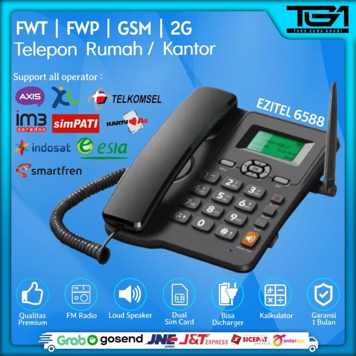 Telepon Rumah Kantor GSM FWP Dual Sim Card Ezitel 6588 Alarm Telephone