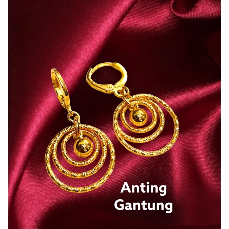 Anting wanita lapis emas // anting jurai //anting gantung //perhiasan