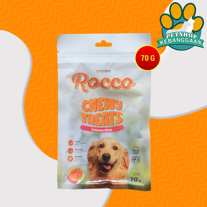 Snack Makanan Anjing Rocco Chew Dog treats Non Meat Jerky Jerhigh 70Gr