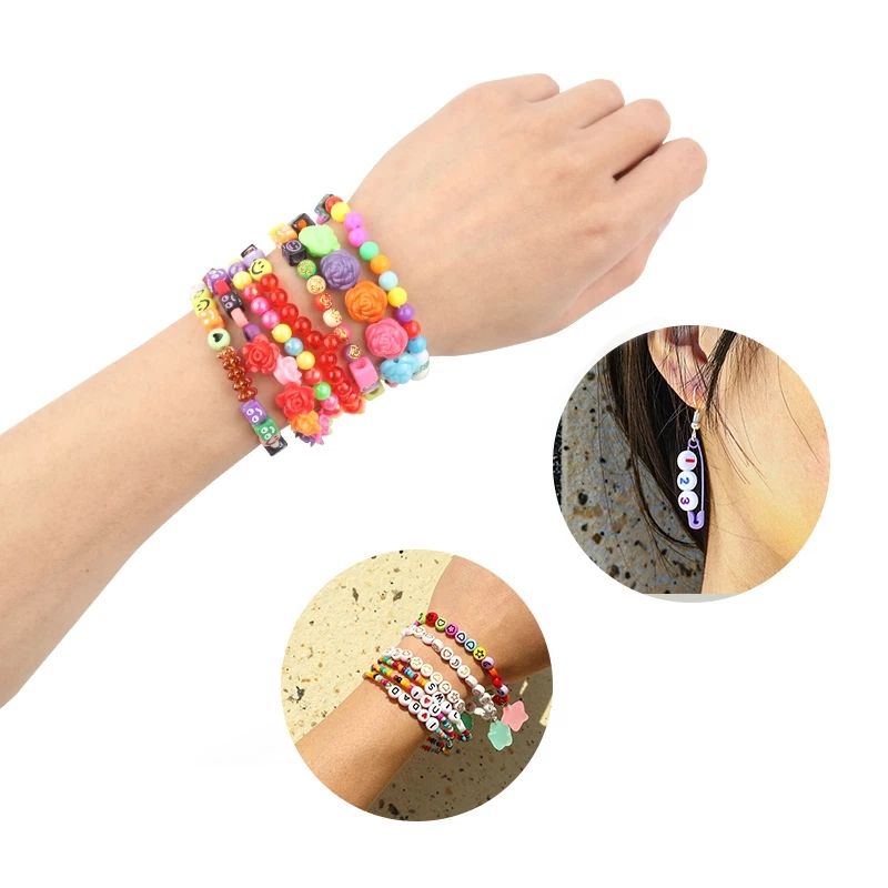 (100 pc)Manik Manik Huruf Bulat Mote Huruf Vokal Bundar Bahan Kerjinan Gelang Kalung Khusus Huruf AIUEO