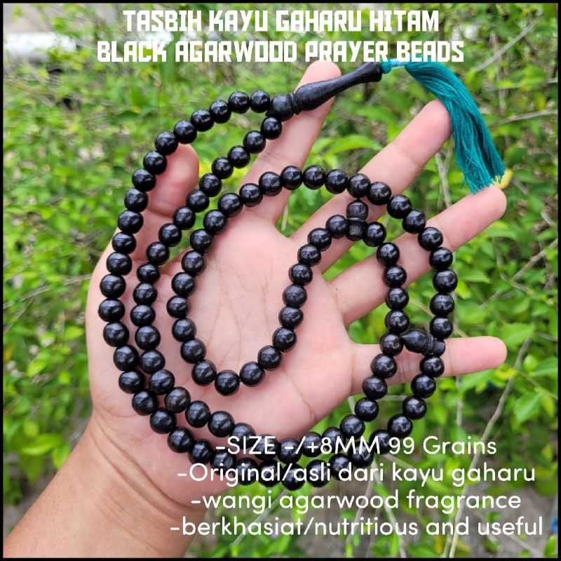TASBIH 99 GAHARU ASLI ORIGINAL HITAM KAYU GAHARU