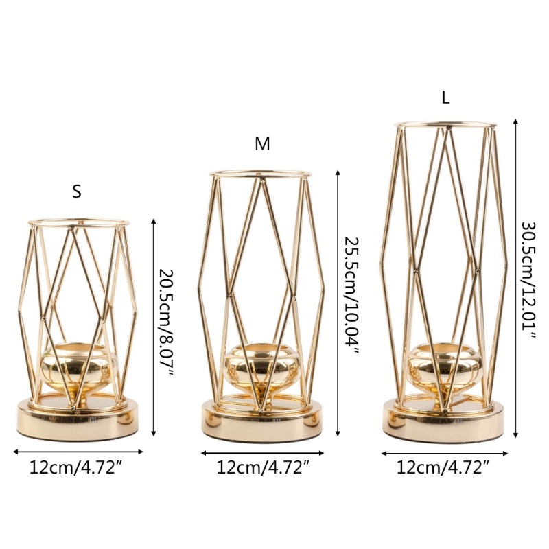 Holder Pilar Lampu Tealight Bentuk Geometris Bahan Logam Untuk Dekorasi Meja Pernikahan