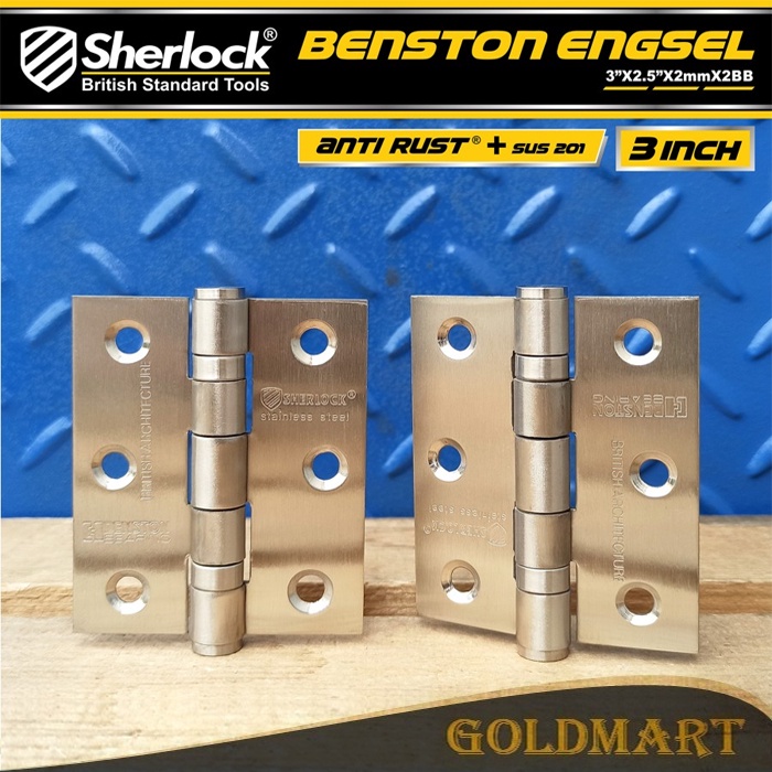 Engsel Stainless Steel 201 Ball Bearing Original Sherlock Engsel Pintu 3 inch