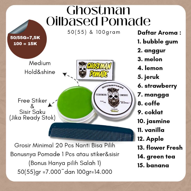 Pomade Ghostman Pomade Oil Based Paling Murah (Harga Grosir) - Pomade Murah - Pomade Premium