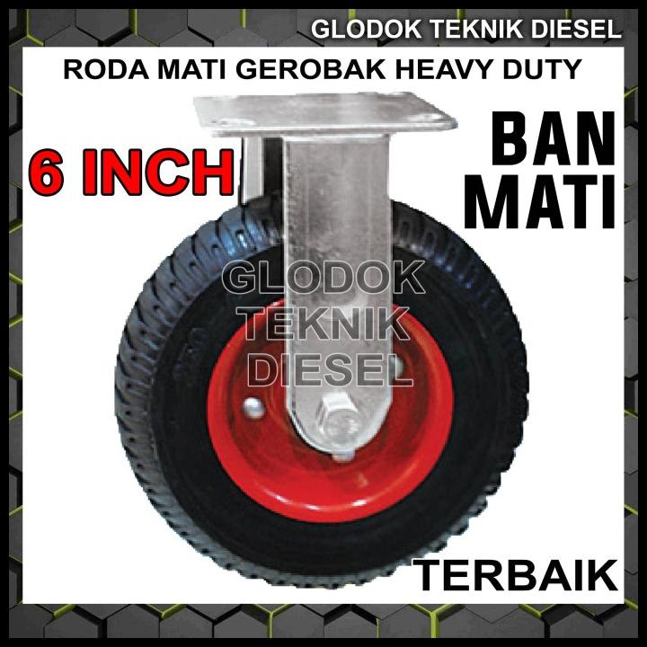 Roda Karet Mati Heavy Duty Trolley Troli 6" Inch Gerobak Ban Mati Hd