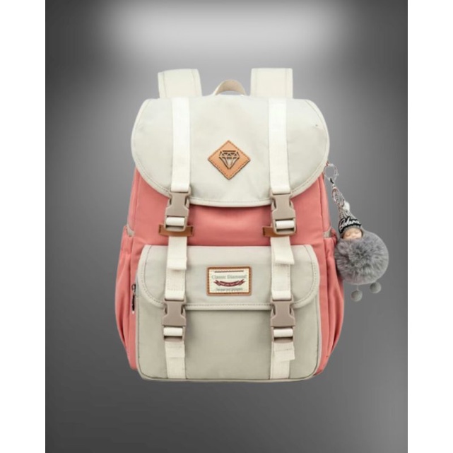 BLDR_Tas Sekolah Anak Perempuan Sd Smp Sma Ransel Backpack Cowok Cewek Motif Diamond Bahan Kanvas Dinier