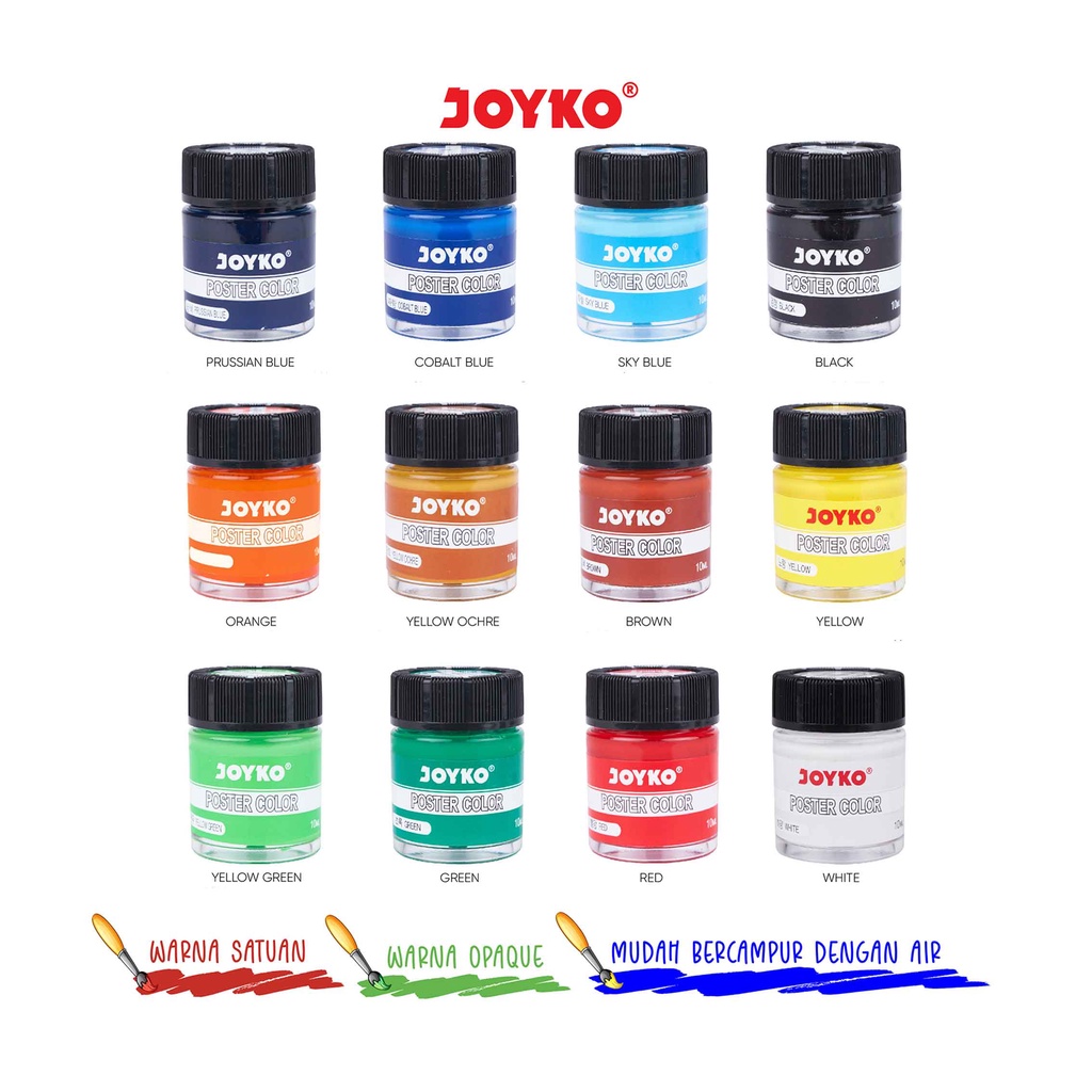 Poster Colors * Joyko * Cat Poster * 12 Warna 20ml