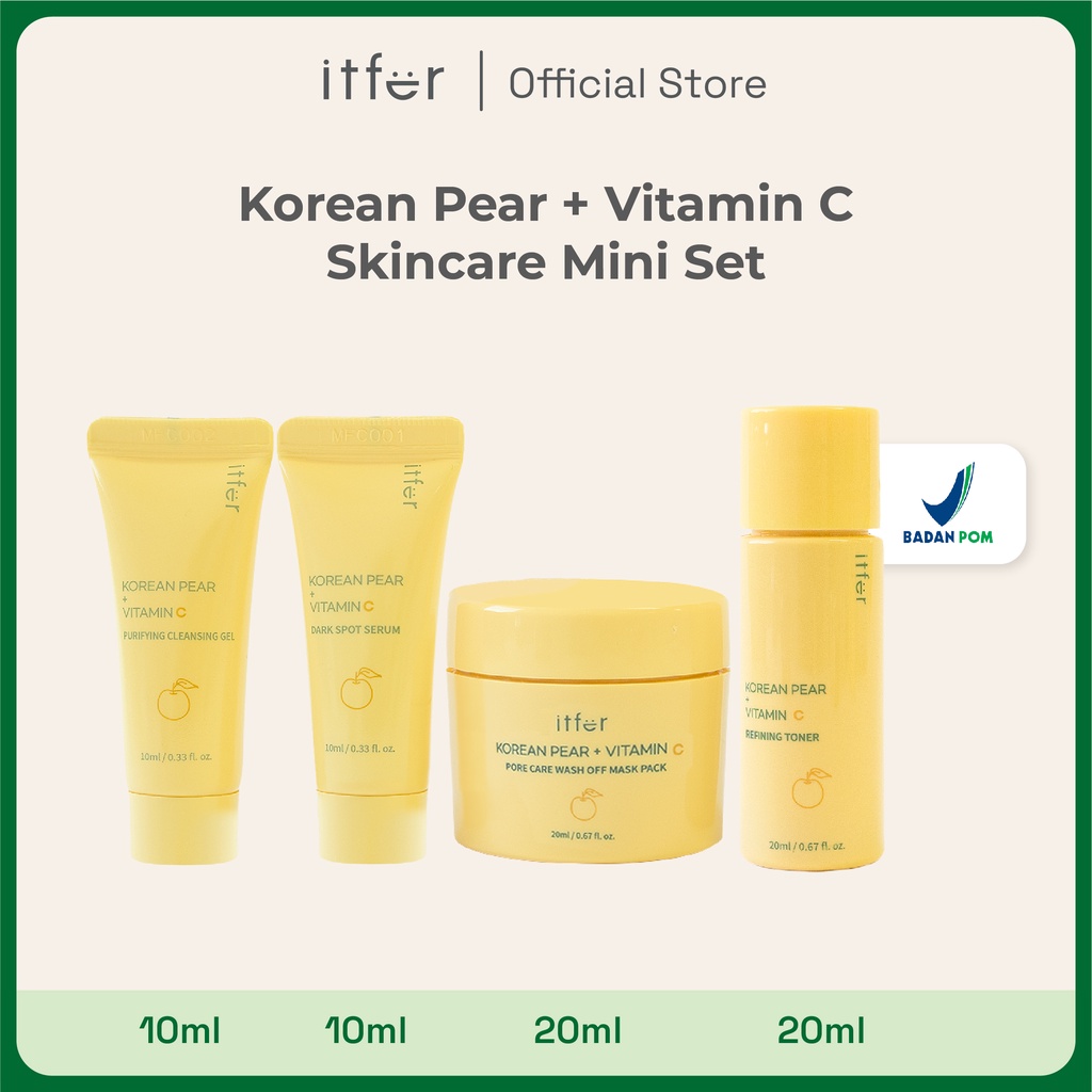 [CLEARANCE DEALS] ITFER Korean Pear + Vitamin C Skincare Mini Set - Skincare set yang berisi semua 4