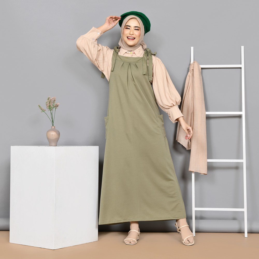 Mybamus Nadir Pocket Overall Dress - Gamis Jumpsuit Muslim-S.Green M17361 R73S5