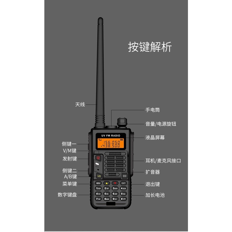 HT BF X5 PLUS Walkie Talkie UHF VHF 9800 mAh 20W Waterproof IP68