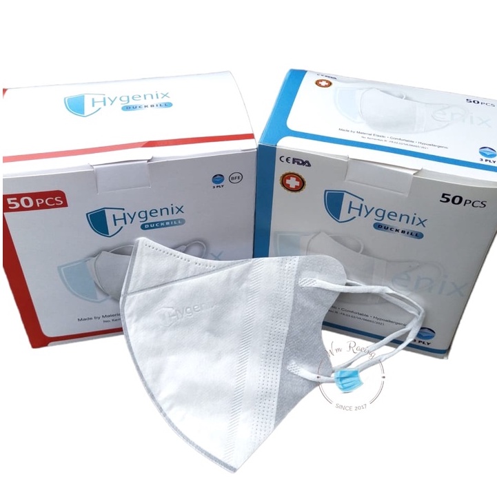 Masker Duckbill Earloop Dewasa 3ply Facemask HYGENIX isi 50pcs izin Kemenkes