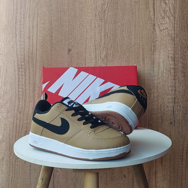 Sepatu Air Force 1 Low Kids Moca Black Premium Quality / Sepatu Anak Laki Laki / Sneakers Anak
