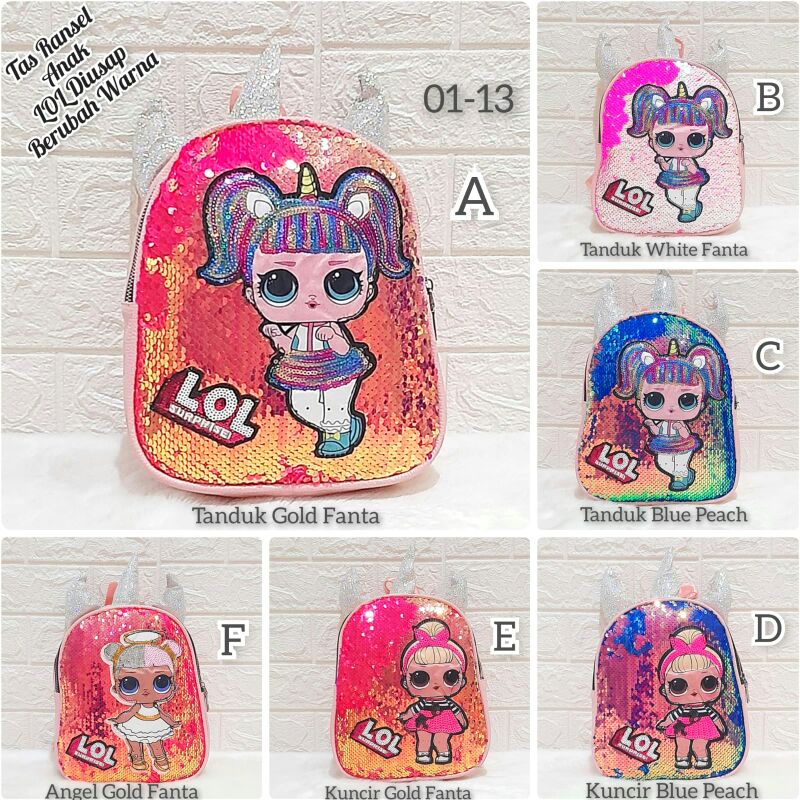 Tas Ransel Anak Perempuan Lucu / Tas Anak Perempuan Sequin Unicorn LOL / Tas Ransel Anak Sekolah Paud