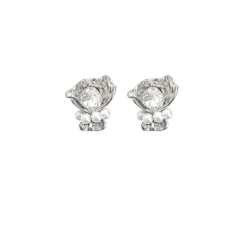 Anting Tusuk Sterling silver 925 Model Bunga Dengan Mutiarakristal Untuk Wanita