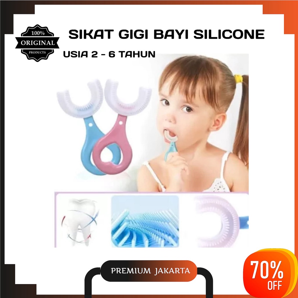 Sikat Gigi Anak Bentuk U/Y Bahan Silikon Training Toothbrush - Tooth Brush Baby Silicon