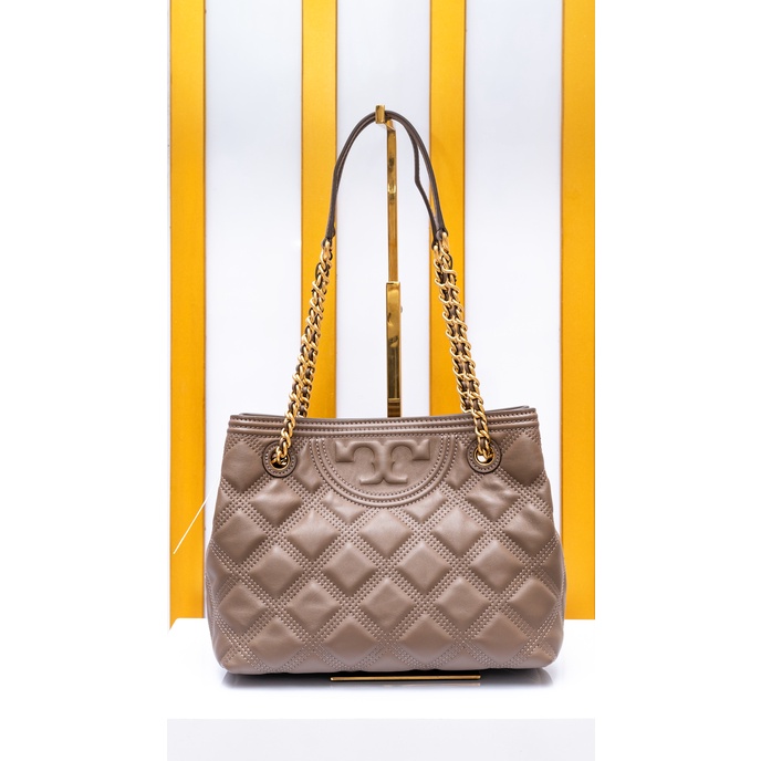 Tory Burch Fleming Tote Soft Leather - Gray Heron [100% Original]