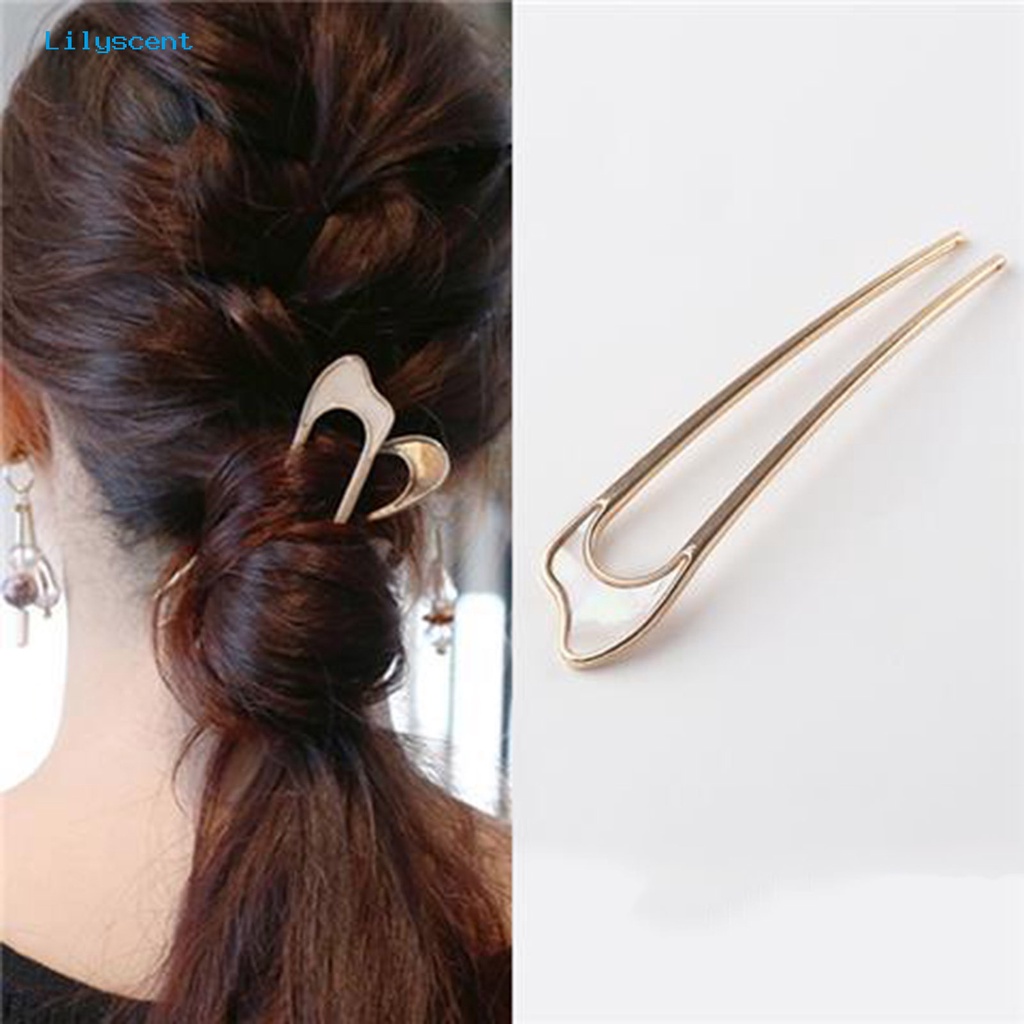 Jepit Rambut Bentuk U Bahan Stainless Steel Anti Karat Warna Solid Untuk Wanita