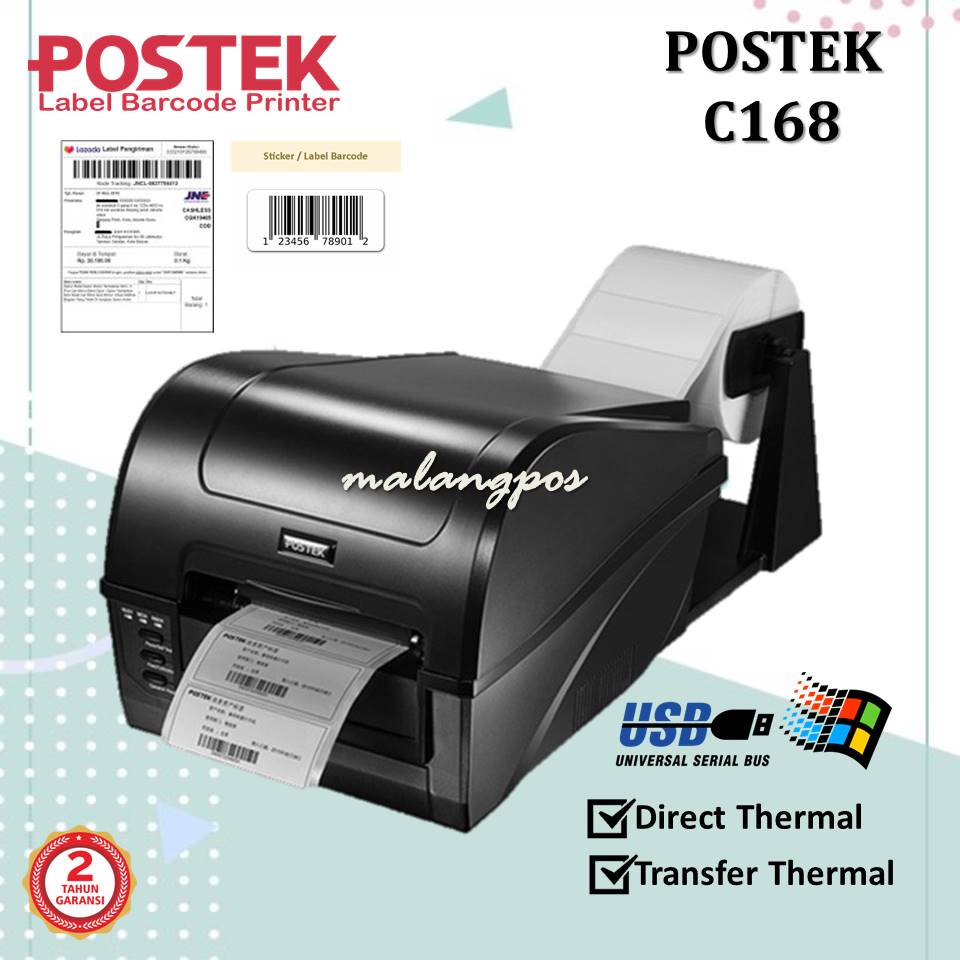 Printer Barcode Postek C168 USB Printer Label 110MM Transfer Thermal Printer C-168 C 168 Ribbon 110x300