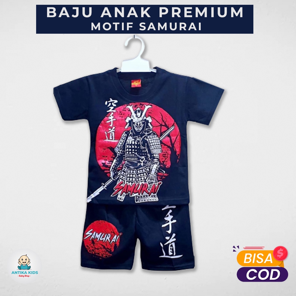 Baju Kaos Atasan Anak Laki Laki Perempuan Karakter Samurai Murah Umur 2-10 Tahun