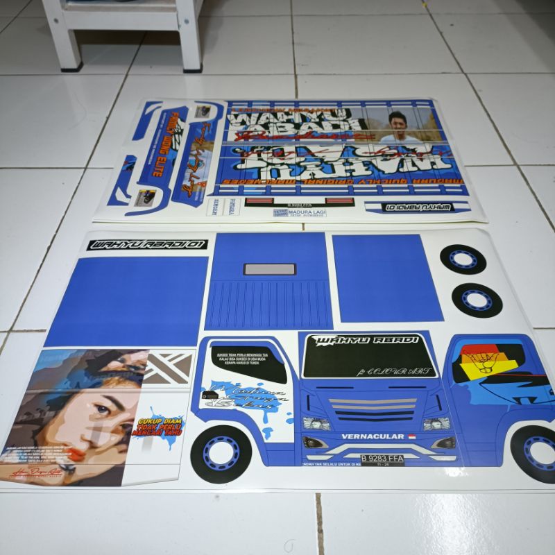 lembar pola stiker miniatur truk oleng ukuran 48 cm (COD)